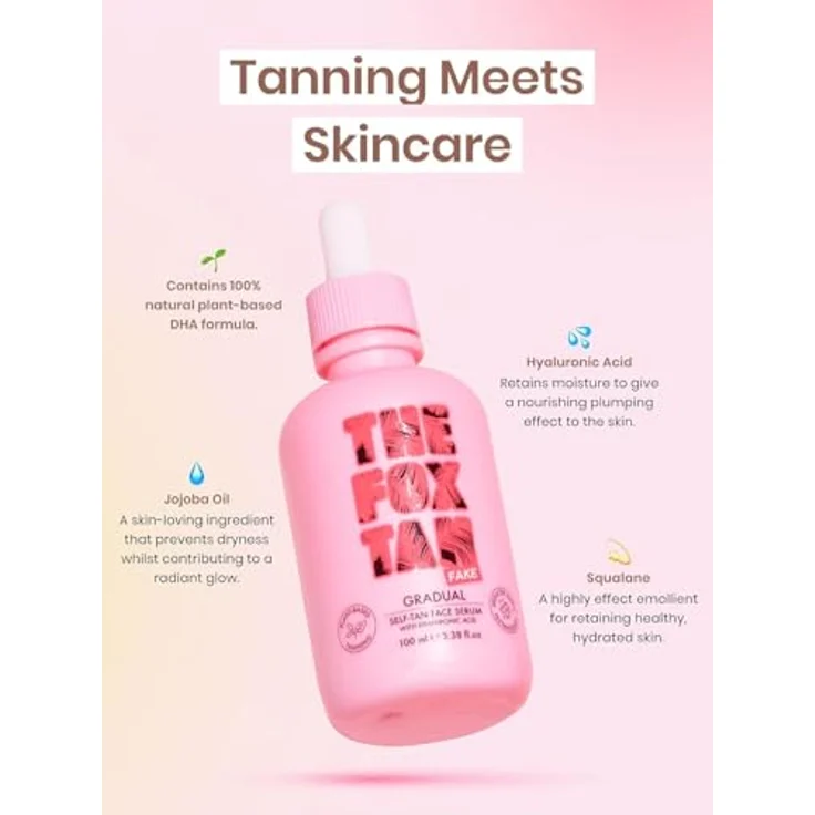 The Fox Tan Gradual Selbstbräuner, Tropfen für das Gesicht, 100 ml - vegan, feuchtigkeitsspendend, natürliche Bräune – Bild 2