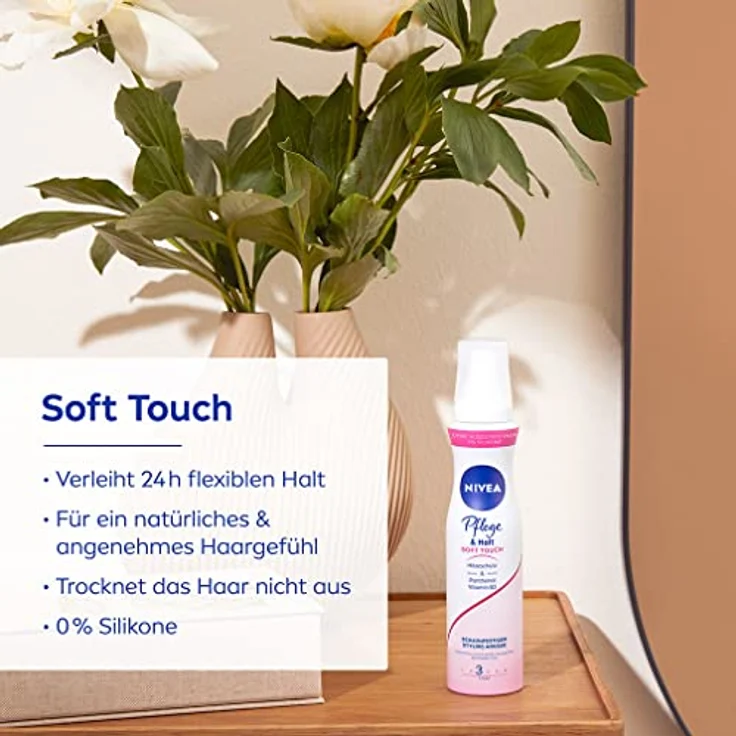 Nivea Schaumfestiger Pflege und Halt Soft Touch ohne verkleben 150ml – Bild 2