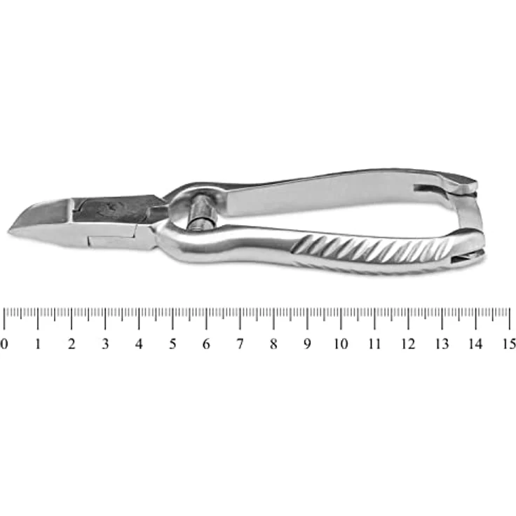 K-Pro Fußnagelzange, Profi-Zange aus Edelstahl für starke, dicke & harte Zehennägel, 14 cm gebogen mit Pufferfeder, Anti-Rutsch-Griff, ideal für Senioren & Diabetiker – Bild 3