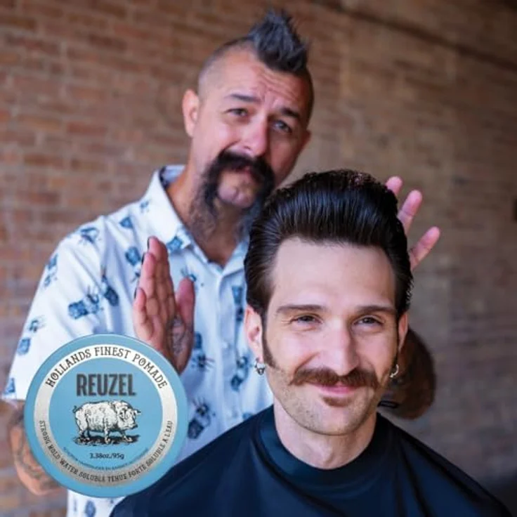 Reuzel Blue Water Soluble Strong Hold Pomade, 95 g, unisex, extra starker Halt, gesund glänzend, leicht auswaschbar – Bild 6