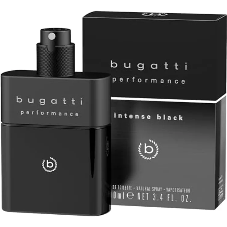 Bugatti performance intense black Parfüm 100ml I Orientalisch-holziges Eau de Toilette Herren Parfüm mit Passionsfrucht, Kaschmir, Ambra & Moschus