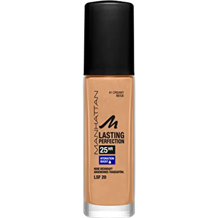 Manhattan Lasting Perfection 25 Stunden Make up, Creamy Beige 61, feuchtigkeitsspendende Foundation, langanhaltend, hohe Deckkraft, für einen makellosen Teint, 30 ml – Bild 1