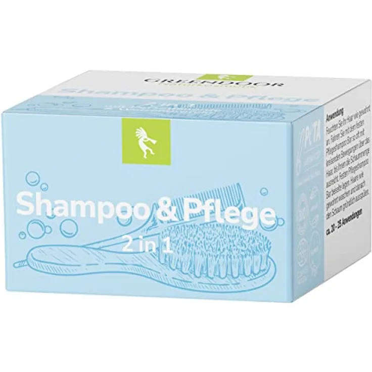 GREENDOOR Shampoo & Pflege 75g, festes mildes Bio Haarshampoo & integrierter Haar Conditioner, Naturkosmetik ohne Palmöl Silikone, natürliche Haarpflege für trockenes Haar