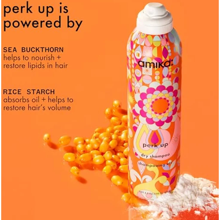 amika Perk Up Talc-Free Dry Shampoo 233ml, Volumenspendendes Trockenshampoo mit Reismehl + Sanddorn, talgregulierend & reinigend, für alle Haartypen – Bild 4