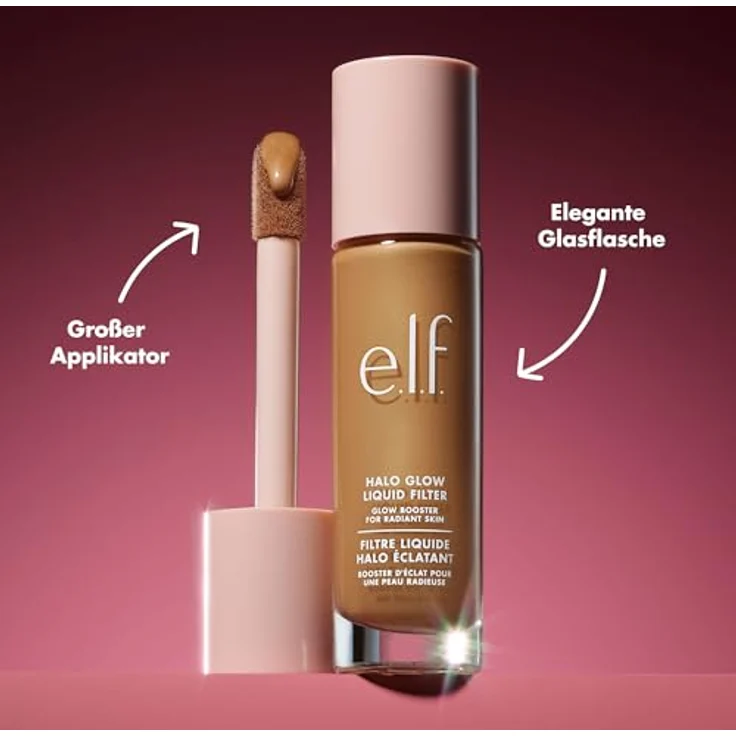 e.l.f. Cosmetics Halo Glow Liquid Filter Foundation, 31,5 ml, Farbe 4 - 4 MEDIUM, hydratisierende Formel mit Hyaluronsäure und Squalan – Bild 6