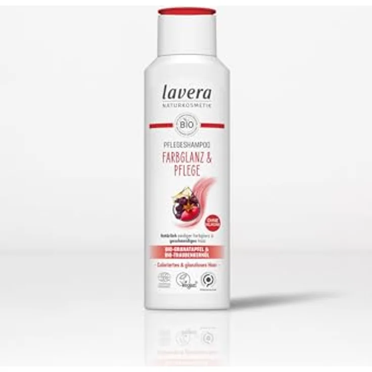 Lavera Farbglanz & Pflege Pflegeshampoo, 250ml mit Bio-Granatapfel und Bio-Traubenkernöl, ohne Silikone für coloriertes Haar