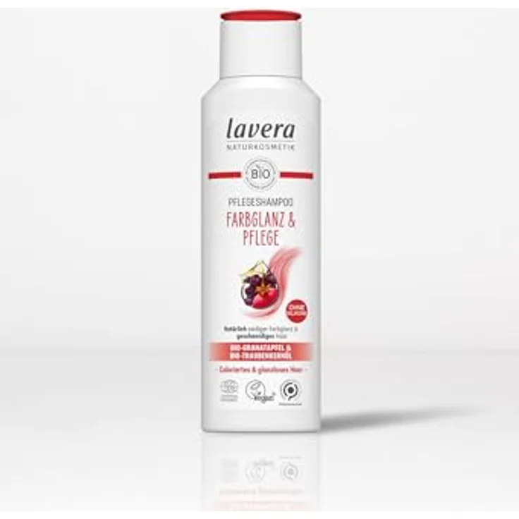 Lavera Farbglanz & Pflege Pflegeshampoo, 250ml mit Bio-Granatapfel und Bio-Traubenkernöl, ohne Silikone für coloriertes Haar