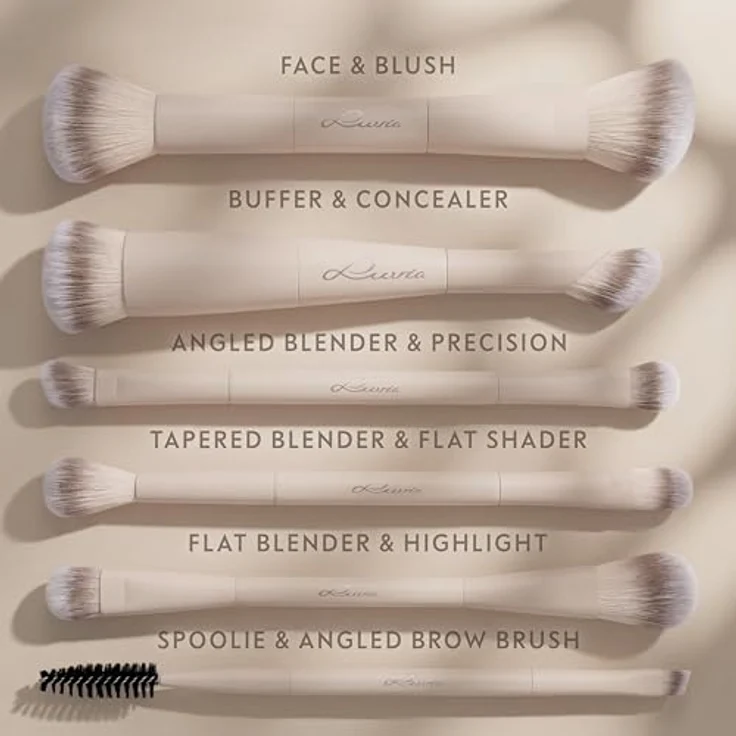 Luvia Cosmetics Gesichtspinsel Duo Voyage - Nude Aura Concealer-Pinsel Set mit Buffer und Duo Glam Pouch für Damen – Bild 3