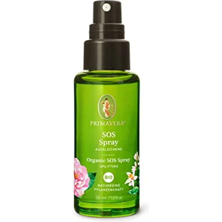PRIMAVERA Pflanzenwasser SOS Spray bio 30 ml – naturreine Pflanzenkraft – Glasflasche – Hydrolat, Körperspray, Aromatherapie – entspannend, erheiternd, ausgleichend – vegan – Bild 1