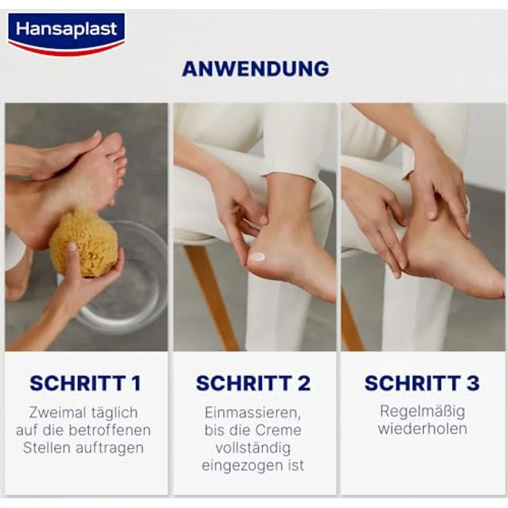 Hansaplast Regenerierende Fußcreme (100 ml), Fußpflege mit Urea für trockene und raue Füße, Feuchtigkeitscreme schützt vor Hornhautbildung – Bild 5