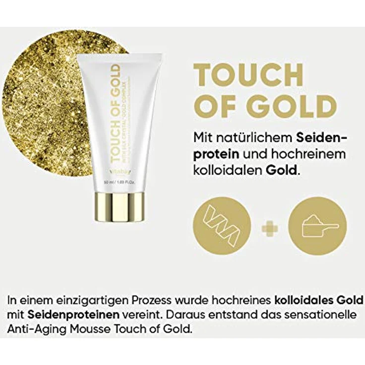 Vitabay Touch of Gold 20 PPM 50ml Anti-Aging Creme mit kolloidalem Gold und Seide, gegen Falten & Altersflecken – Bild 2
