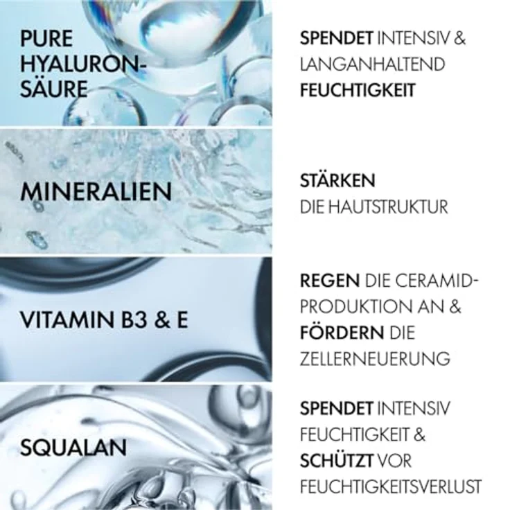 VICHY 100H Feuchtigkeits-Boost Gesichtscreme für trockene Haut, Stärkt und regeneriert, Mit Hyaluronsäure, Mineralien, Niacinamid (B3), Squalan & Lipiden, Minéral 89, 50 ml – Bild 4