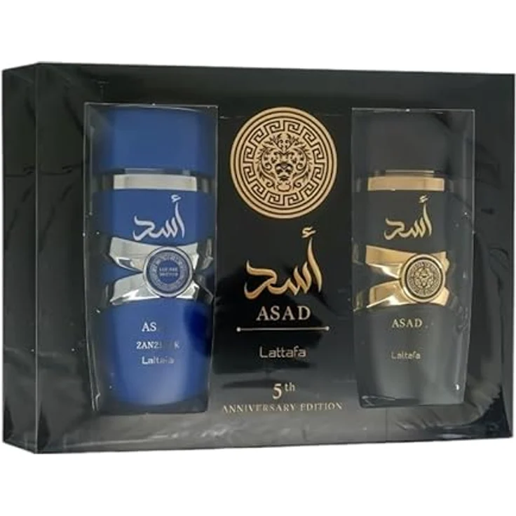 Lattafa Anniversary Edition Asad & Asad Sansibar Eau de Parfum, 100 ml, Orientalische Herren-Düfte mit langanhaltenden Aromen und würzigen, holzigen Noten – Bild 2