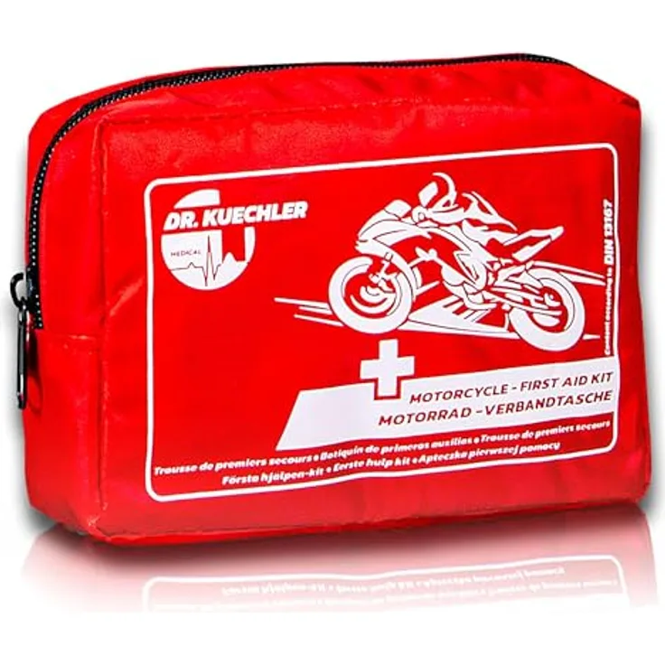 DR.KUECHLER MEDICAL Mini Motorrad Verbandstasche, Erste Hilfe Set für Motorrad, Quad, Vespa und Fahrrad, DIN Norm 13164, sicher und benutzerfreundlich