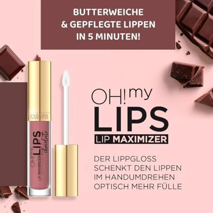 Eveline Cosmetics OH! my LIPS Lip Maximizer Lipgloss mit Bienengift, Farbton Chocolate, 4,5 ml – feuchtigkeitsspendend, voluminisierend, fördert die Lippenregeneration – Bild 3