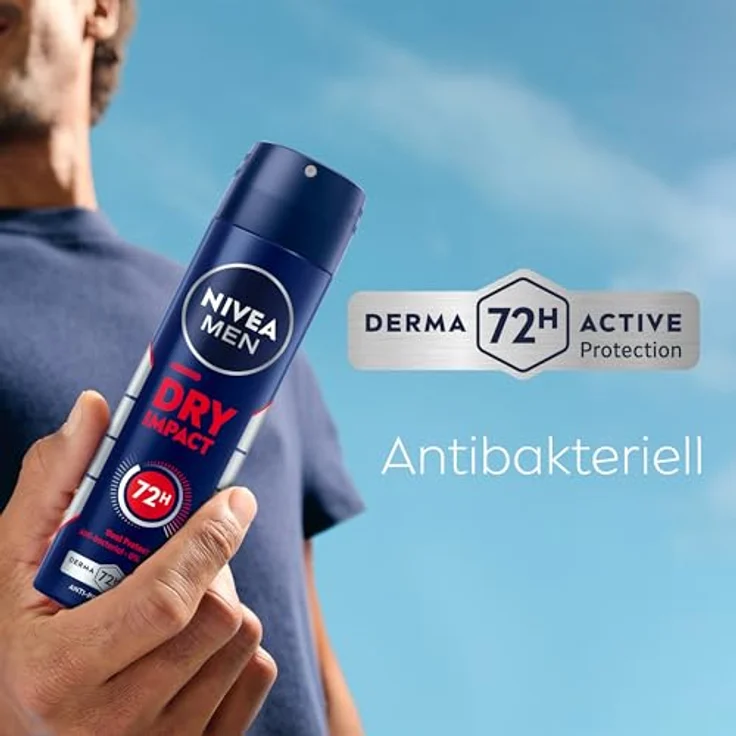 NIVEA MEN Dry Impact Deo Spray, Antitranspirant mit 72h Schutz, alkohol- und farbstofffreies Deodorant, 150 ml – Bild 4