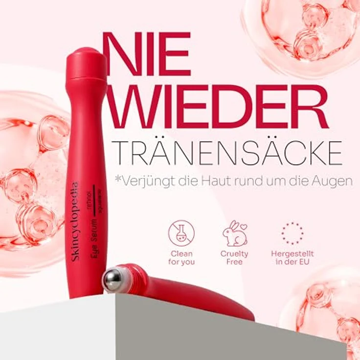 Skincyclopedia Retinol Augen Roll On kühlend mit Squalan und Hyaluronsäure, Anti-Aging Augenserum gegen Falten und Augenringe, 15ml – Bild 2
