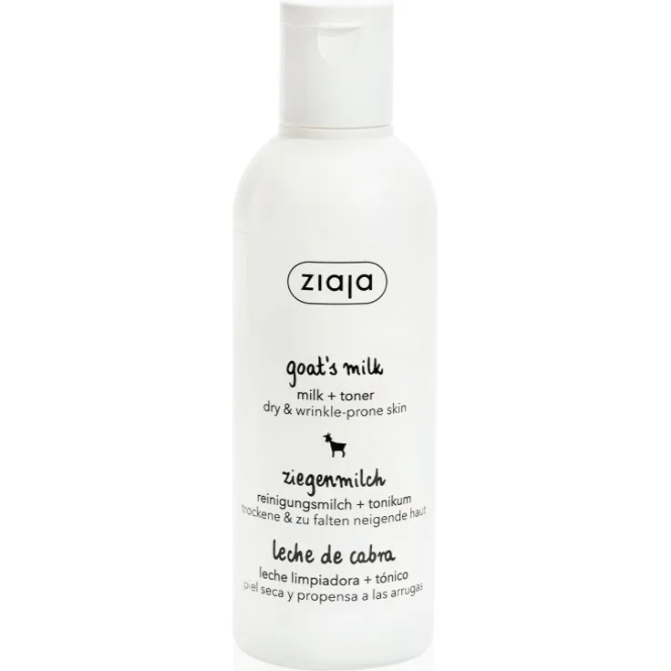 Ziaja Goat's Milk Reinigungsmilch + Hauttoner 2 in 1, Gesichtsreinigung für Damen, 200 ml