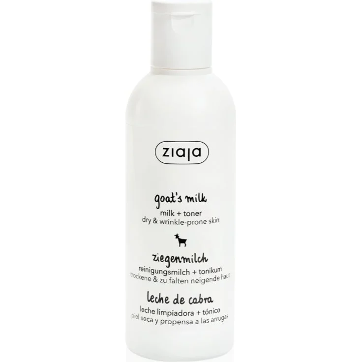 Ziaja Goat's Milk Reinigungsmilch + Hauttoner 2 in 1, Gesichtsreinigung für Damen, 200 ml