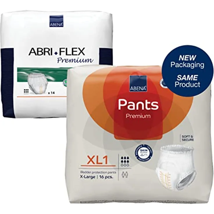 Abena Pants Premium Inkontinenz-Hose, Inkontinenz-Hose für Damen und Herren, diskret, schützend, atmungsaktiv, bequem – XL 1, 130-170 cm Taille, 1600 ml Saugfähigkeit, 16 Stück
