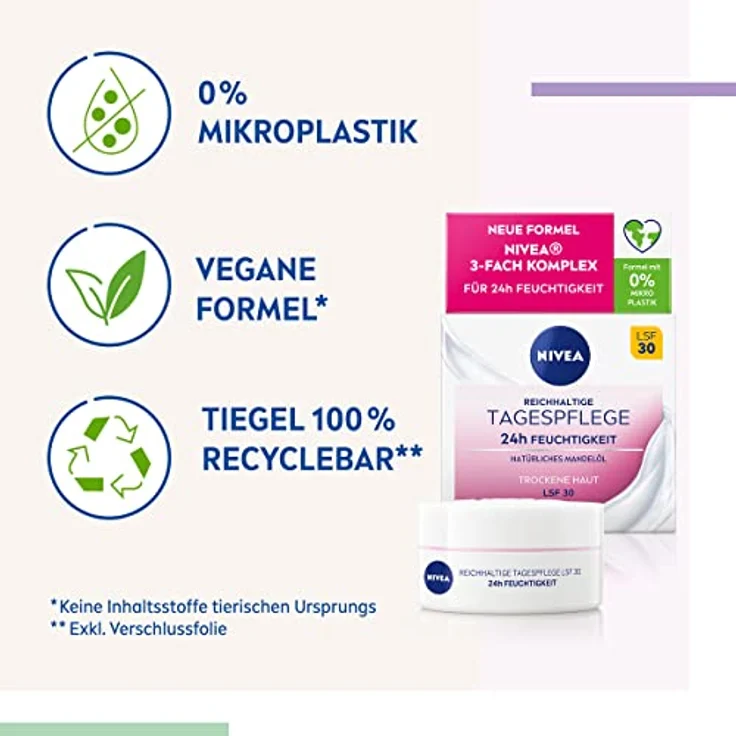 NIVEA Reichhaltige Tagespflege Natürliches Mandelöl LSF 30 Tagescreme 50 ml – Bild 2