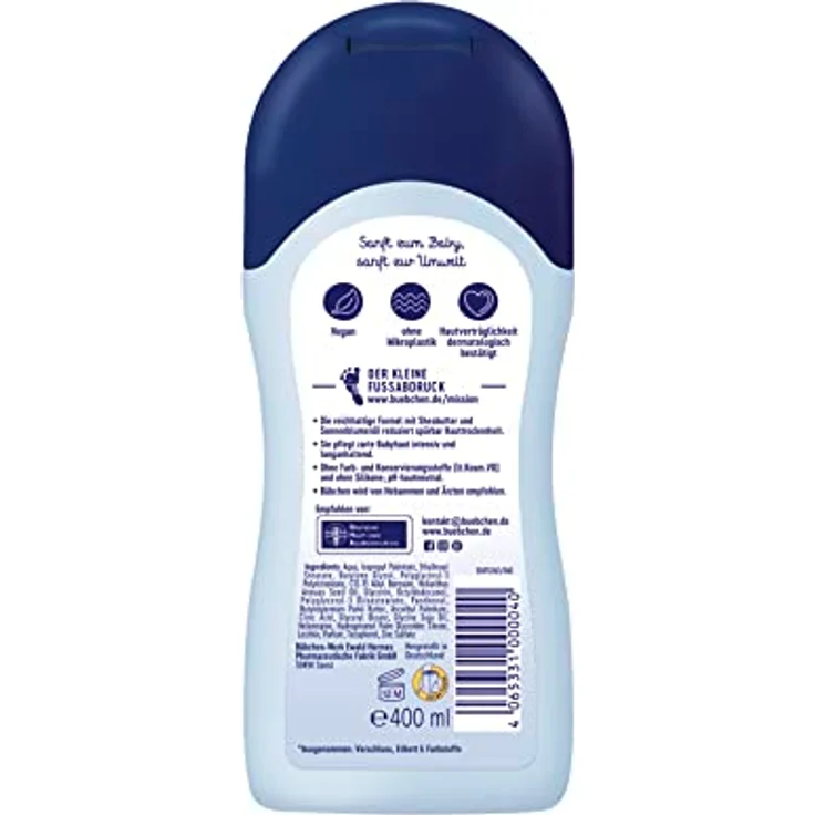 BÜBCHEN Hautcreme Pflege Lotion, reichhaltige Körperpflegelotion mit Sheabutter und Sonnenblumenöl, 400ml – Bild 2