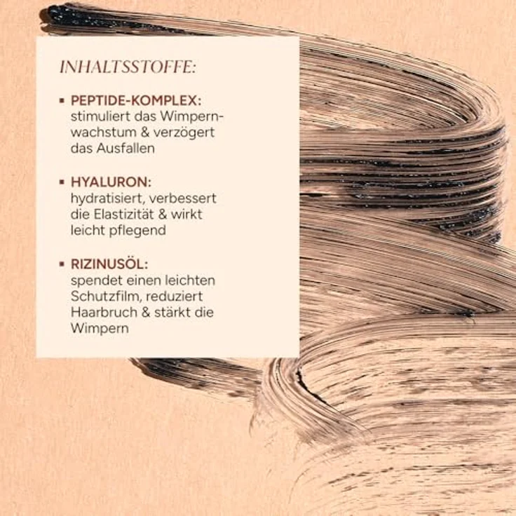 JUNGLÜCK Peptide Mascara, Vegane Wimperntusche ohne Mineralöle, wasserlöslich, wischfest, mit Peptid, Hyaluron und Rizinusöl, tiefschwarz – Bild 5
