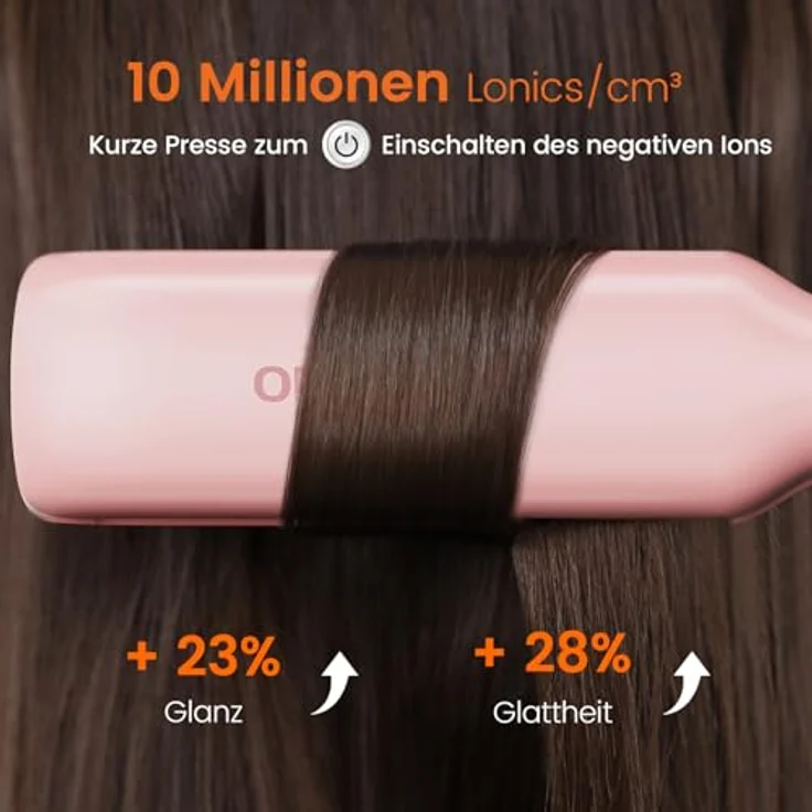 Faszin Professionelle Glätteisen, 42mm Titanplatten mit Negativer Ionenfunktion, 30s Aufheizzeit, 11 Temperaturstufen (130-230℃), Echtzeitanzeige - Rosa – Bild 5