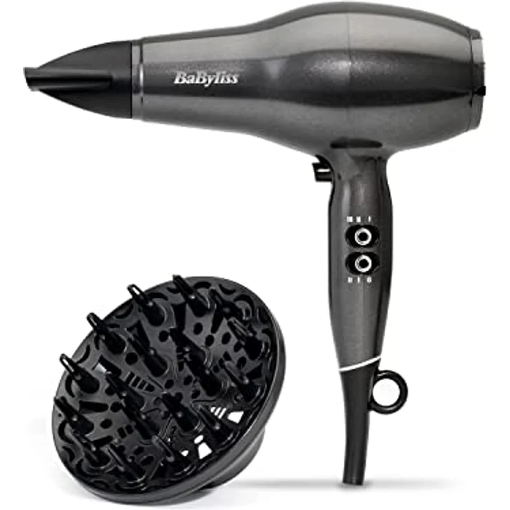 BaByliss Pro Power 2300 Haartrockner mit 2300 W, ionischer Frizz-Kontrolle und Diffusor für glänzende Locken, UK – Bild 1
