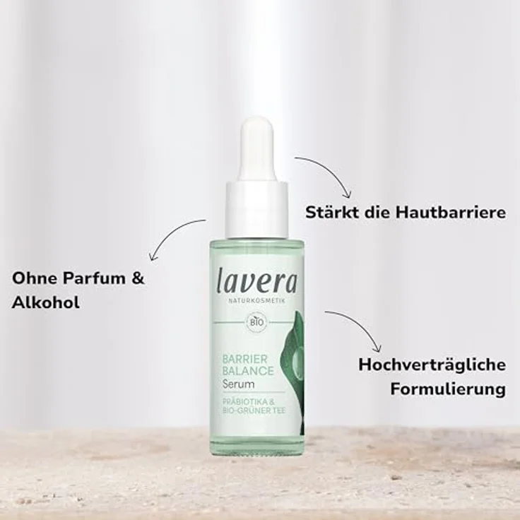 lavera Barrier Balance Serum - ohne Alkohol - ohne Parfüm - feuchtigkeitsspendend - stärkt Hautbarierre - Präbiotika - vegan - Naturkosmetik - 30 ml – Bild 3