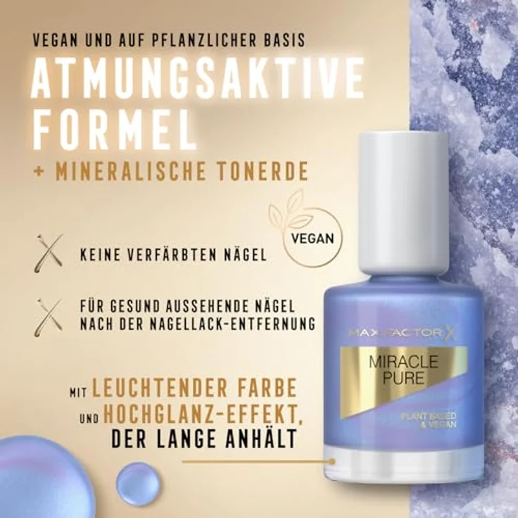 Max Factor Miracle Pure, langanhaltender Nagellack 850 Bright Angelite, 12 ml mit veganer Formel und glänzendem Finish – Bild 4