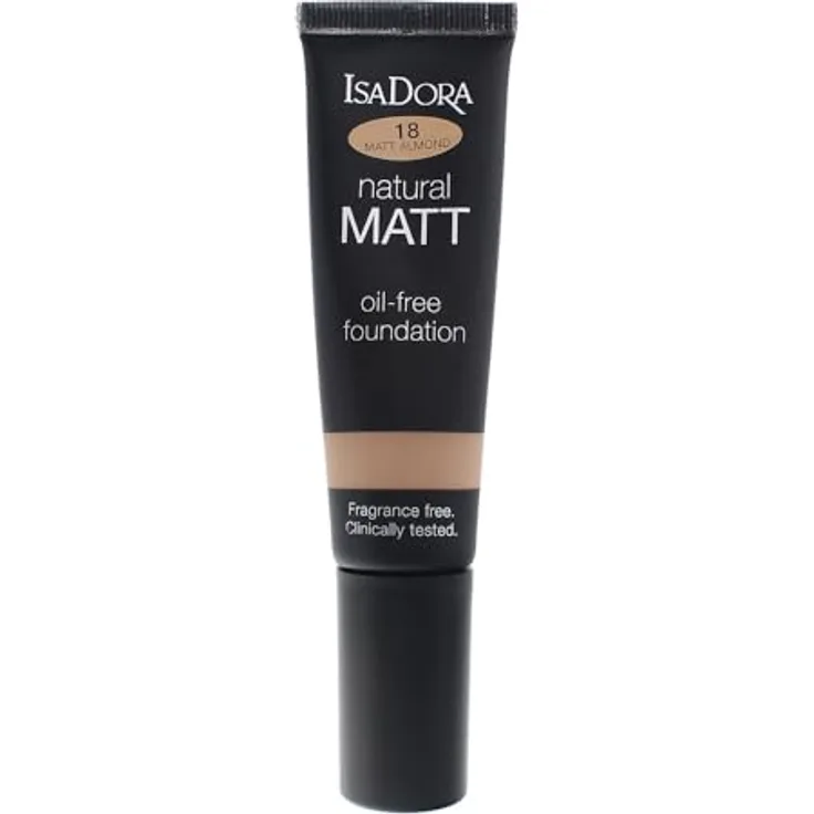 IsaDora Natural Matt Foundation 35ml, flüssige Grundierung mit mattem Finish, Farbe 18 matt almond