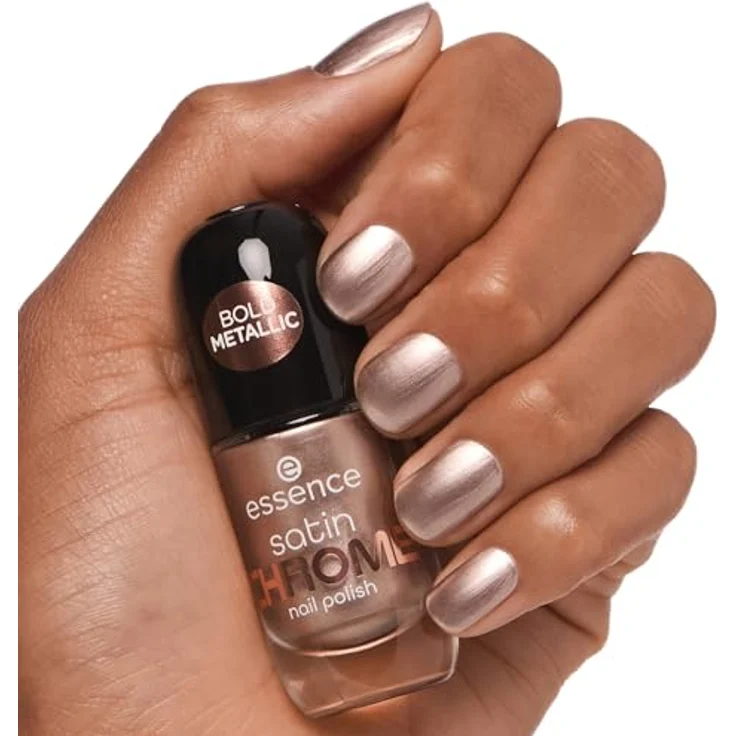 essence cosmetics satin CHROME nail polish, Nr. 01 Gold, abdeckend, hochpigmentiert, metallisch, vegan, 1er Pack (8ml) – Bild 4