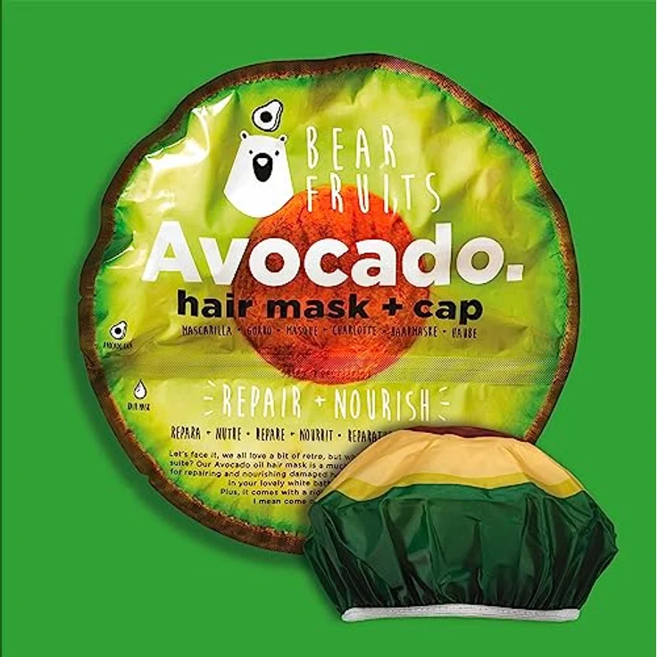 Bear Fruits Mermaid Tiefenfeuchtigkeit + Glanz Haarmaske mit wiederverwendbarer Haube, 20 ml – Bild 3
