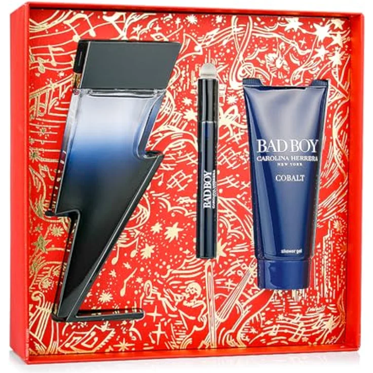 Carolina Herrera Bad Boy Cobalt, 3-teiliges Geschenkset für Herren mit 100 ml Eau de Parfum Spray, 10 g Duschgel und 10 ml Eau de Parfum Spray, aromatischer Duft mit Bergamot und Leder – Bild 2
