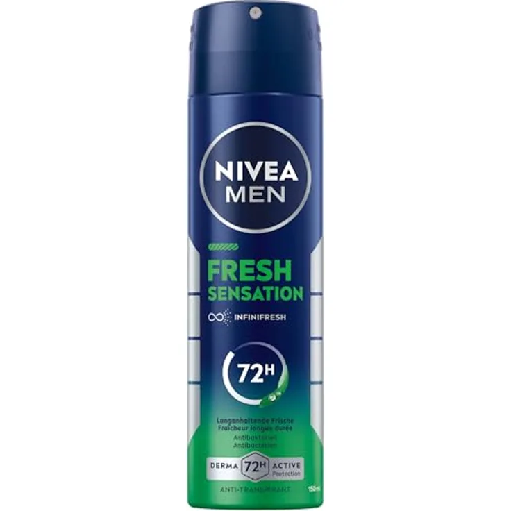 NIVEA MEN Fresh Sensation Deo Spray, 150 ml, Deodorant mit 72h Anti-Transpirant-Schutz, antibakterieller Wirkung und frischem Duft