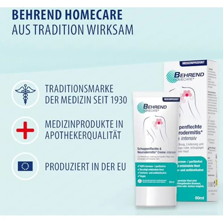Evolsin Behrend Schuppenflechte & Neurodermitis Cr.intens. 50 ml, intensiv feuchtigkeitsspendende Gesichtspflege ohne Kortison und Parabene – Bild 7