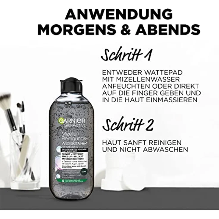 Garnier Mizellen Reinigungswasser, Für eine sanfte Reinigung und schonendes Abschminken, Gesichtswasser zum Reduzieren von Mitessern, SkinActive Hautklar Mizellen Jelly, 1 x 400 ml – Bild 5