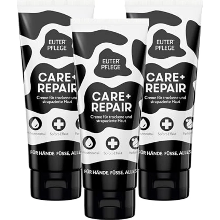 HAKA EUTERPFLEGE Care + Repair Creme, 3x 200ml, intensive Feuchtigkeitspflege für trockene Haut, parfümfrei, allergikergeeignet, für Hand und Körper – Bild 1