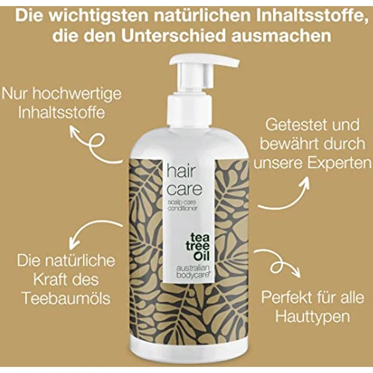 Australian Bodycare Teebaumöl Haarspülung 500 ml | Conditioner bei Schuppen, Juckender und Trockener Kopfhaut | Auch bei Pickeln auf der Kopfhaut | Anti-Schuppen | 100% Vegan – Bild 3