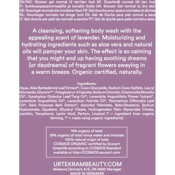 Urtekram Waschlotion - Alle Hauttypen - Soothing Lavender - 500 ml, Vegan, Biologisch, Natürlichen Ursprungs - Lavendel-vegan – Bild 2