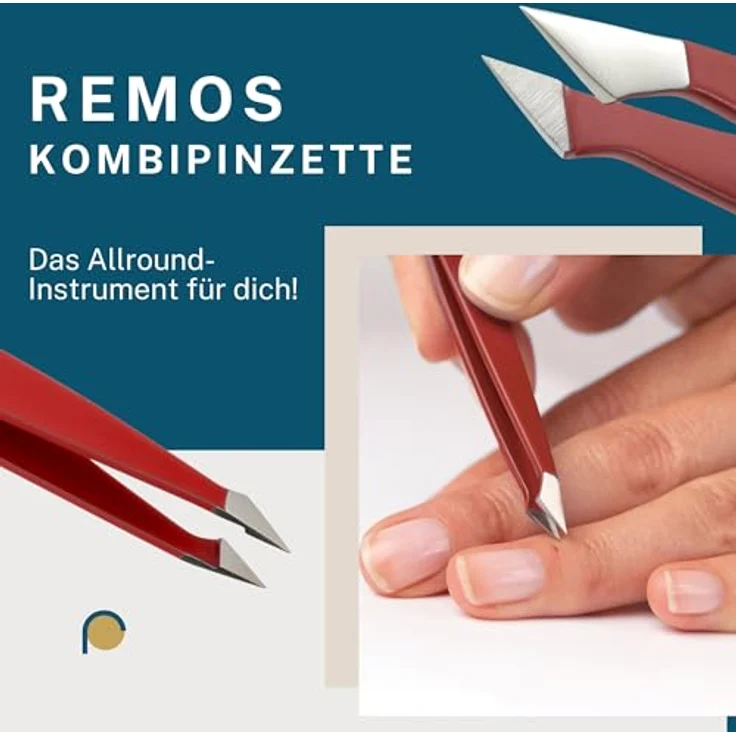 remos professional body care REMOS Kombipinzette 2in1 für Splitter & Haare, rostfreier Edelstahl, 9.5 cm, rot – Bild 5