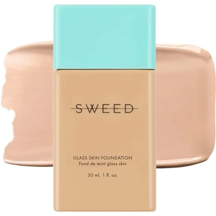 Sweed Teint Glass Skin Foundation, flüssige Foundation mit mittlerer Deckkraft, 30 ml - vegan, hydratisierend und schützend – Bild 1
