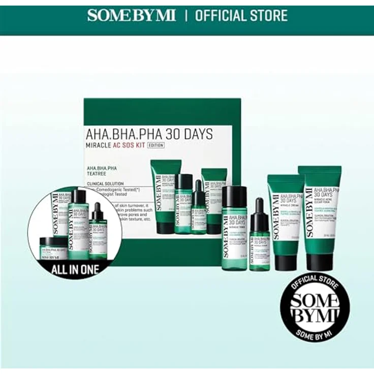 Some By Mi AHA BHA Miracle SOS Kit, Gesichtsserum mit Reinigungsschaum, Toner, Serum und Creme, 90 ml – Bild 2