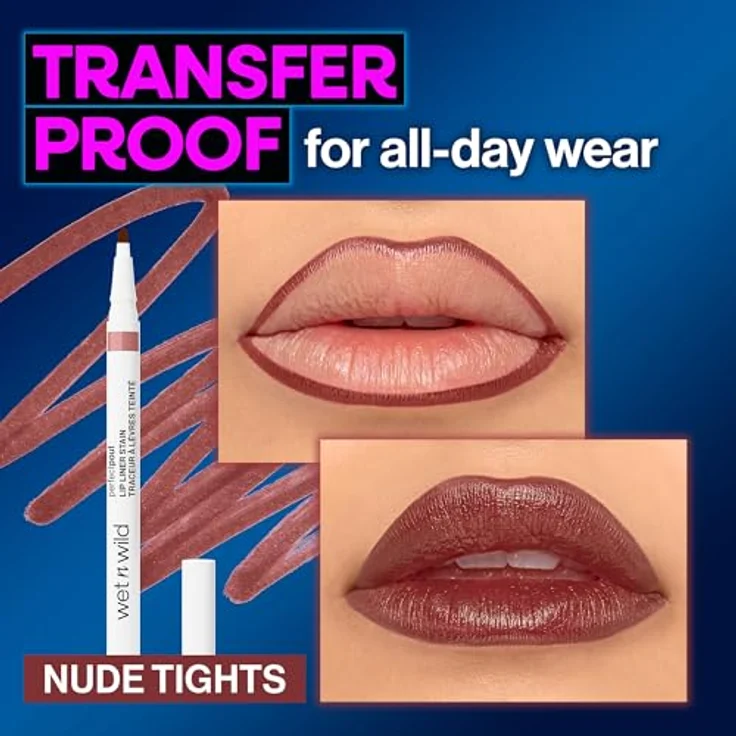 wet n wild Perfect Pout Lip Liner Stain, 0,5 g, langanhaltend und wischfest in NUDE TIGHTS – Bild 4