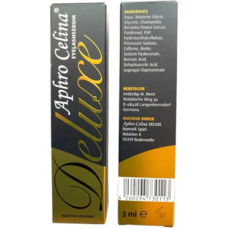 Aphro Celina Deluxe Wimpernserum (3ml), dermatologisch getestet für längere und vollere Wimpern, Beautybox inklusive – Bild 2