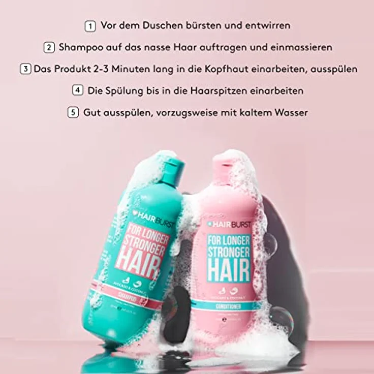 Hairburst Shampoo & Conditioner Set für länger & stärkere Haare, 2 x 350 ml, vegan, flüssig – Bild 4