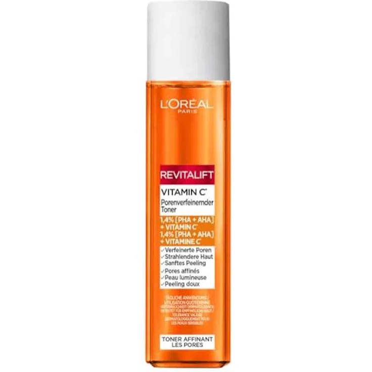L’Oréal Paris Revitalift Vitamin C Toner, porenverfeinerndes Gesichtswasser mit 1.4 % PHA und AHA, 180 ml