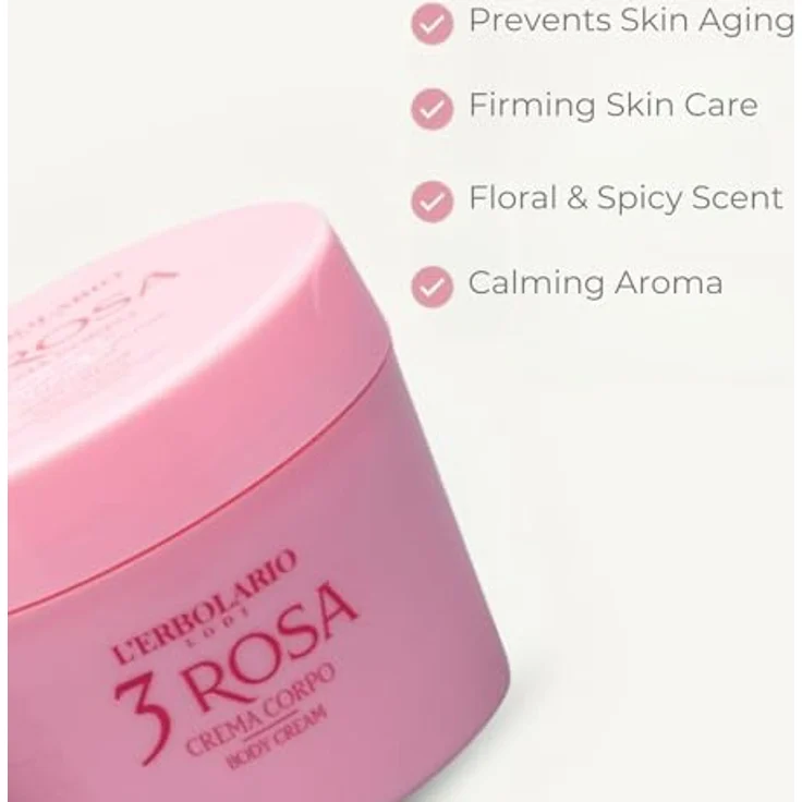 L'Erbolario 3 Rosa Körpercreme, natürliche Bodylotion für empfindliche Haut, dermatologisch getestet, 200 ml – Bild 3