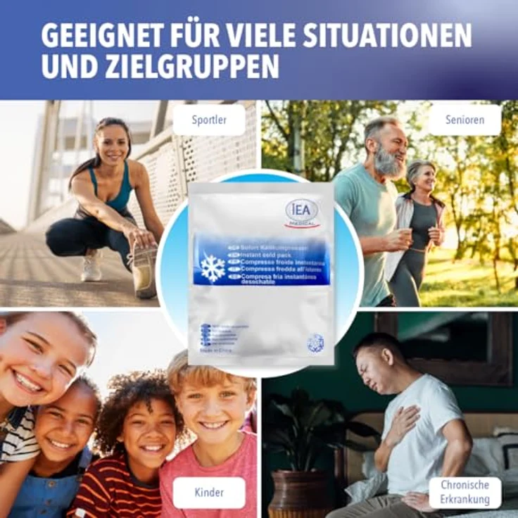IEA Medical Sofort-Kaltkompressen 10 Stück – für Muskelverspannungen, Prellungen & Erste Hilfe, sofort einsatzbereit – Bild 5